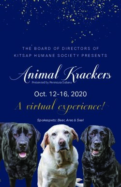 A virtual experience! - Oct. 12-16, 2020 THE BOARD OF DIRECTORS OF KITSAP HUMANE SOCIETY PRESENTS