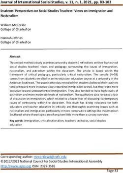 Journal of International Social Studies, v. 11, n. 1, 2021, pp. 83-102 Students' Perspectives on Social Studies Teachers' Views on Immigration and ...