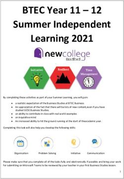 Summer Independent Learning 2021 - BTEC Year 11 12
