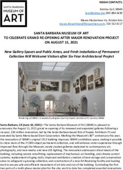 SANTA BARBARA MUSEUM OF ART - TO CELEBRATE GRAND RE-OPENING AFTER MAJOR RENOVATION PROJECT - Santa Barbara Museum of Art