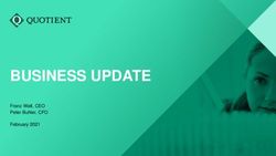 BUSINESS UPDATE Franz Walt, CEO Peter Buhler, CFO February 2021 - Seeking Alpha