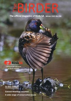 BIRDER The official magazine of Birds SA Winter 2021 No 258 - In this Edi on General Mee ngs resumed A wide range of conserva on issues