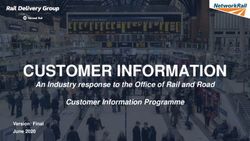 CUSTOMER INFORMATION An Industry response to the Office of Rail and Road Customer Information Programme