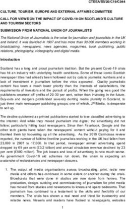 CULTURE, TOURISM, EUROPE AND EXTERNAL AFFAIRS COMMITTEE CALL FOR VIEWS ON THE IMPACT OF COVID-19 ON SCOTLAND'S CULTURE AND TOURISM SECTORS ...