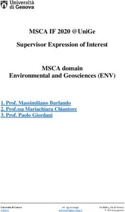 MSCA IF 2020 @UniGe Supervisor Expression of Interest MSCA domain Environmental and Geosciences (ENV)