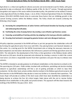 National Agricultural Policy for the Maltese Islands 2016 - 2025: Issues Paper