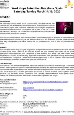 Workshops & Audition Barcelona, Spain Saturday/Sunday March 14/15, 2020 - Codarts