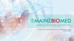 CORPORATE PRESENTATION | NOVEMBER 2021 - Saving Lives Through Innovative Molecular Diagnostic Solutions NASDAQ: MYNZ - Mainz Biomed