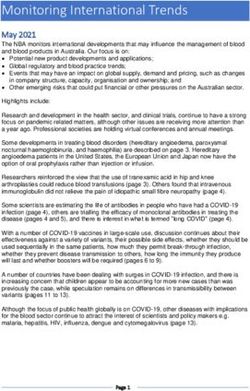 Monitoring International Trends - May 2021 - National Blood Authority