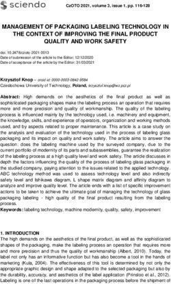 MANAGEMENT OF PACKAGING LABELING TECHNOLOGY IN THE CONTEXT OF IMPROVING THE FINAL PRODUCT QUALITY AND WORK SAFETY