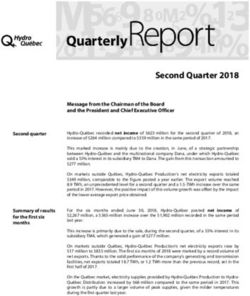 Second Quarter 2018 - Hydro-Québec