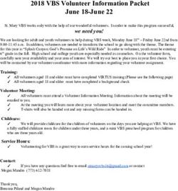 2018 VBS Volunteer Information Packet June 18-June 22