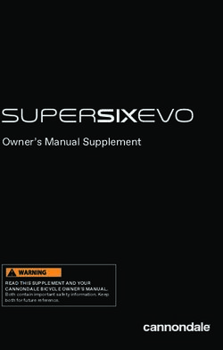 Owner's Manual Supplement - Cannondale Bicycles
