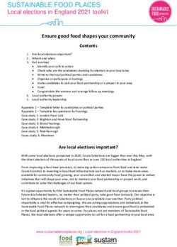 SUSTAINABLE FOOD PLACES - Local elections in England 2021 toolkit