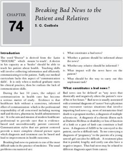 Breaking Bad News to the Patient and Relatives