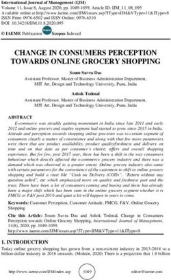 CHANGE IN CONSUMERS PERCEPTION TOWARDS ONLINE GROCERY SHOPPING - iaeme