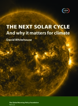 The next solar cycle And why it matters for climate David Whitehouse - The Global Warming Policy Foundation Note 22 - GWPF