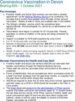 Coronavirus Vaccination in Devon - Briefing #39 - 1 October 2021 Key message