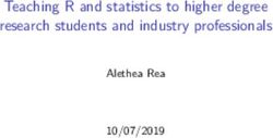 Teaching R and statistics to higher degree research students and industry professionals - Alethea Rea 10/07/2019 - useR! 2019