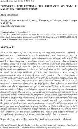 PRECARIOUS INTELLECTUALS: THE FREELANCE ACADEMIC IN MALAYSIAN HIGHER EDUCATION - USM