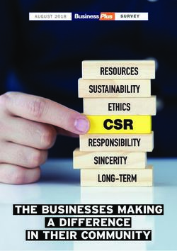 THE BUSINESSES MAKING A DIFFERENCE IN THEIR COMMUNITY - AUGUST 2018 - BizPlus