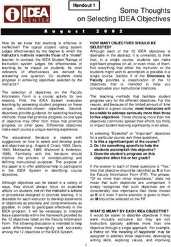 Some Thoughts on Selecting IDEA Objectives