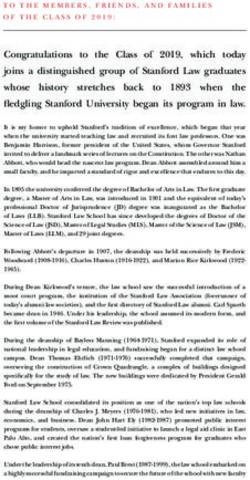 Congratulations to the Class of 2019, which today joins a distinguished group of Stanford Law graduates whose history stretches back the fledgling ...