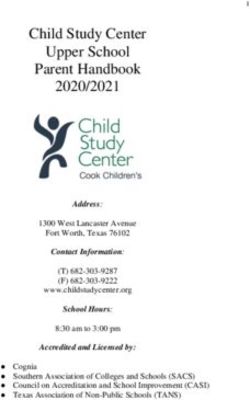 Child Study Center Upper School Parent Handbook 2020/2021