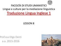 Traduzione Lingua Inglese 1 - FACOLTÀ DI STUDI UMANISTICI LESSON 8 Lingue e culture per la mediazione linguistica - Prof.ssa Olga Denti a.a. 2015-2016