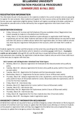 BELLARMINE UNIVERSITY - REGISTRATION POLICIES & PROCEDURES SUMMER 2021 & FALL 2021