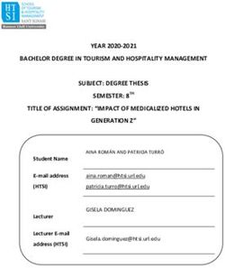 BACHELOR DEGREE IN TOURISM AND HOSPITALITY MANAGEMENT SUBJECT: DEGREE THESIS - Recercat