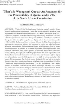 What's So Wrong with Quotas? An Argument for the Permissibility of Quotas under s 9(2) of the South African Constitution
