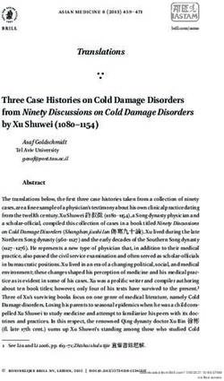 Translations Three Case Histories on Cold Damage Disorders from Ninety Discussions on Cold Damage Disorders by Xu Shuwei (1080-1154)