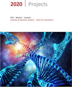 2020 PROJECTS PHD MASTERS HONOURS - SCHOOL OF MEDICAL SCIENCE GRIFFITH UNIVERSITY