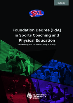 FOUNDATION DEGREE (FDA) IN SPORTS COACHING AND PHYSICAL EDUCATION - SURREY - SCL