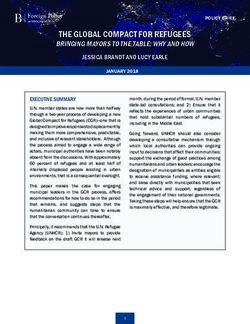 THE GLOBAL COMPACT FOR REFUGEES - BRINGING MAYORS TO THE TABLE: WHY AND HOW - Brookings Institution