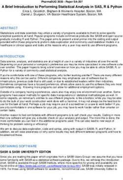 ABSTRACT A Brief Introduction to Performing Statistical Analysis in SAS, R & Python - LexJansen