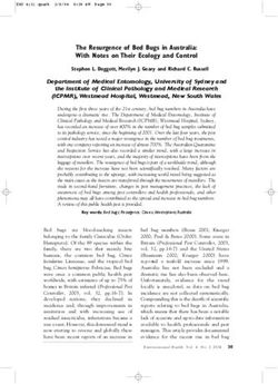 The Resurgence of Bed Bugs in Australia: With Notes on Their Ecology and Control