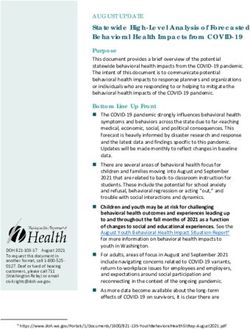 Statewide High-Level Analysis of Forecasted Behavioral Health Impacts from COVID-19