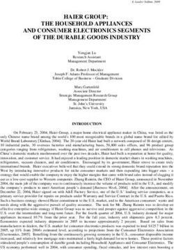 HAIER GROUP: THE HOUSEHOLD APPLIANCES AND CONSUMER ELECTRONICS SEGMENTS OF THE DURABLE GOODS INDUSTRY