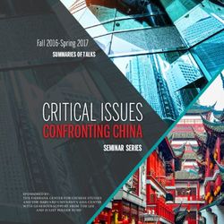 CRITICAL ISSUES CONFRONTING CHINA - SEMINAR SERIES - Fairbank Center for Chinese Studies