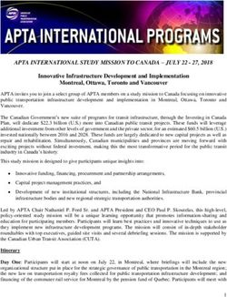 APTA INTERNATIONAL STUDY MISSION TO CANADA - JULY 22 - 27, 2018