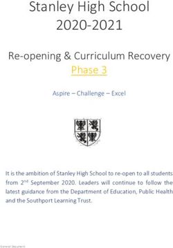 Stanley High School 2020-2021 - Re-opening & Curriculum Recovery Phase 3