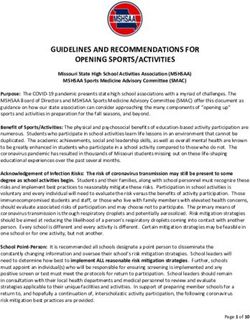 GUIDELINES AND RECOMMENDATIONS FOR OPENING SPORTS/ACTIVITIES