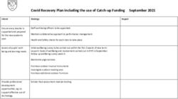 Covid Recovery Plan including the use of Catch-up Funding September 2021