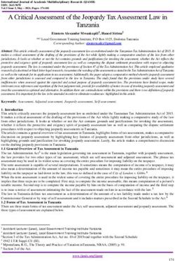 A Critical Assessment of the Jeopardy Tax Assessment Law in Tanzania