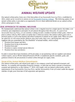 ANIMAL WELFARE UPDATE - The Cheesecake Factory