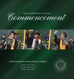Commencement - STATE UNIVERSITY OF NEW YORK AT OSWEGO FRIDAY, MAY 14, 2021 SATURDAY, MAY 15, 2021 SUNDAY, MAY 16, 2021
