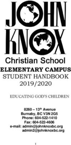 ELEMENTARY CAMPUS STUDENT HANDBOOK - 2019/2020 EDUCATING GOD'S CHILDREN - John Knox Christian School