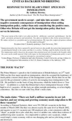 CIVITAS BACKGROUND BRIEFING RESPONSE TO TONY BLAIR'S FIRST SPEECH ON IMMIGRATION
